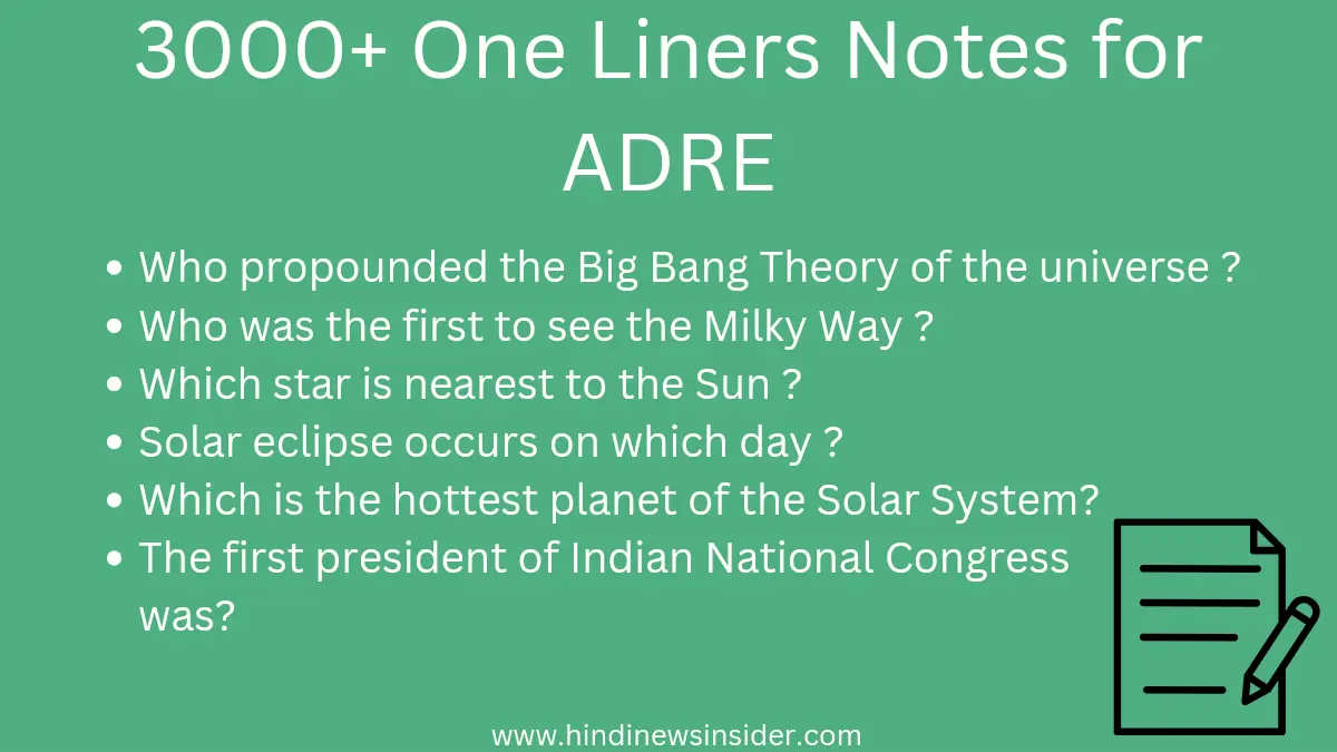 3000+ One Liners Notes for ADRE 2024